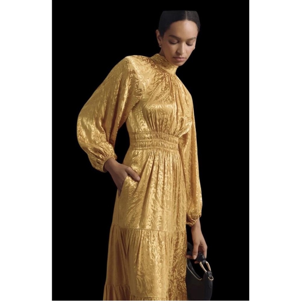 NWT ANTROPHOLOGIE Elegant Gold Women's Dress XL